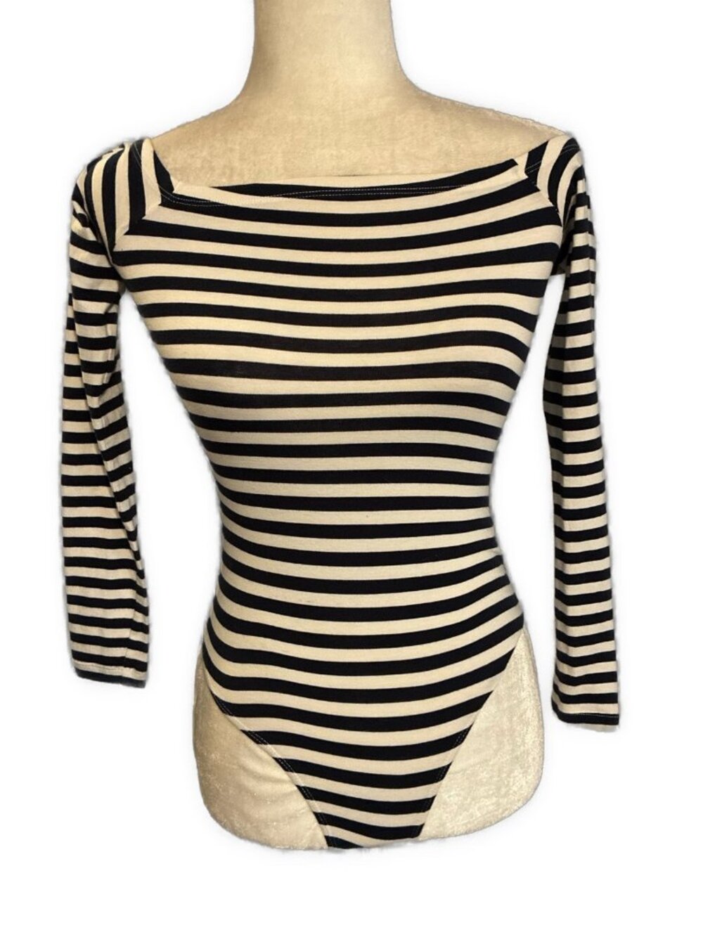 Capulet Blue White Striped Long Sleeve Bodysuit Xs